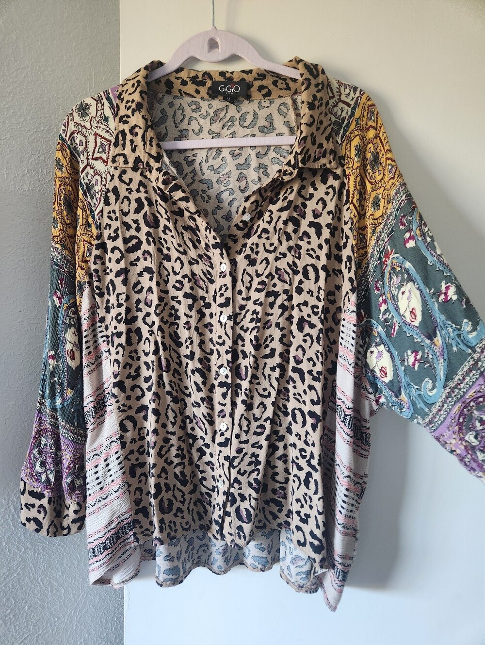 Gigio boho leopard patchwork top